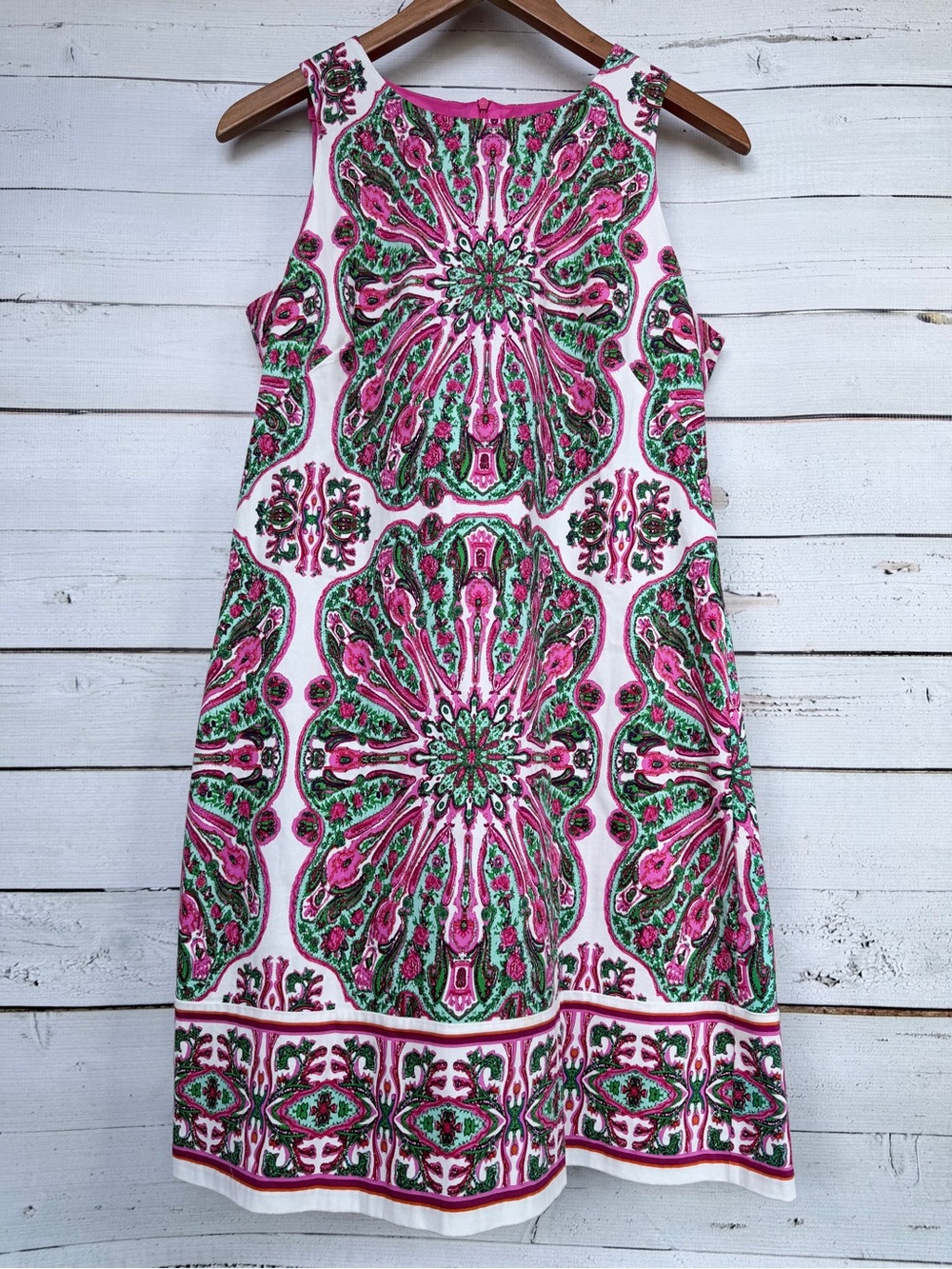 London Times Medallion Paisley Print Sleeveless Shift Dress Size 10